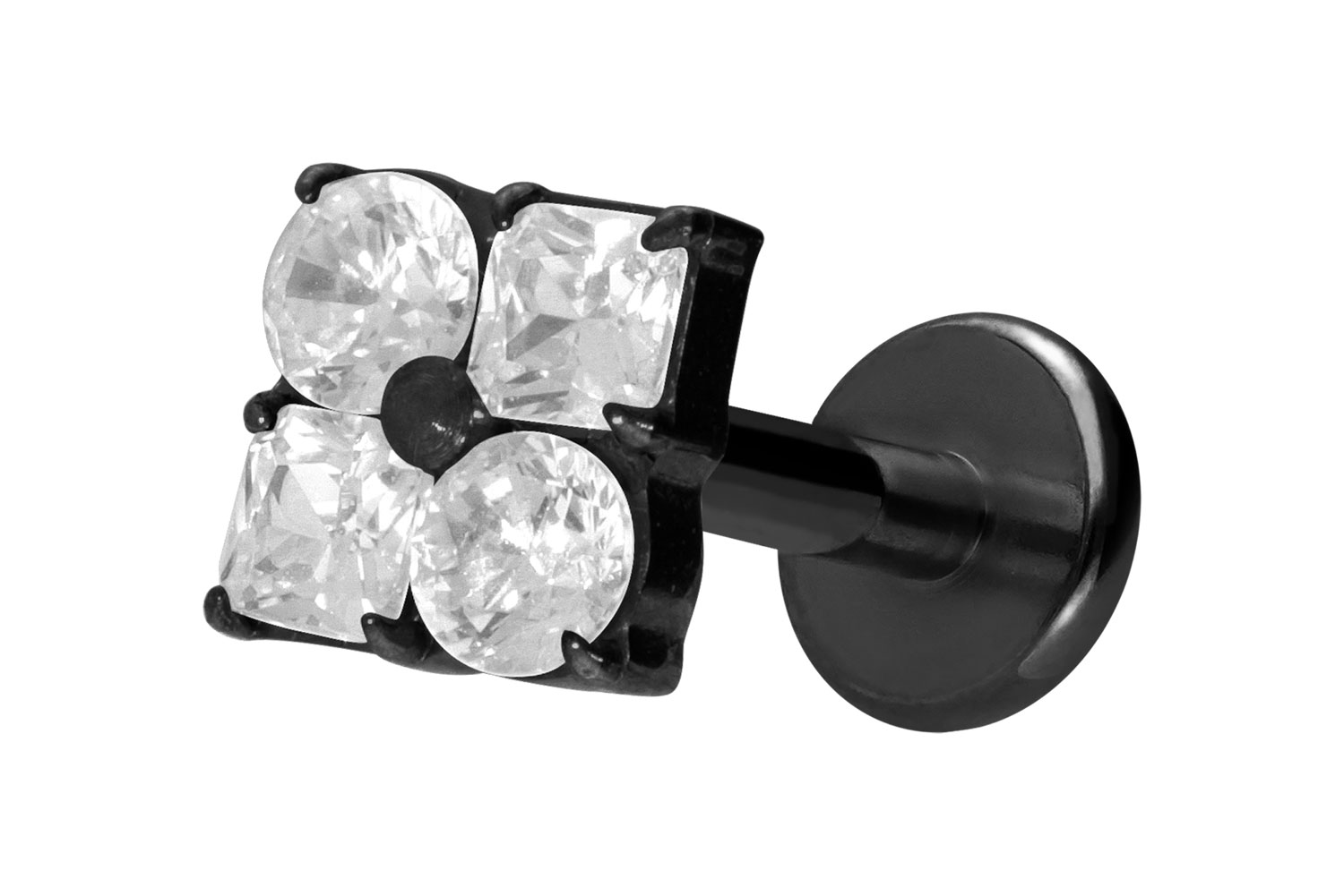 Titan Labret Piercing mit Innengewinde KRISTALLBLUME